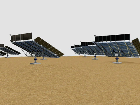 48 kW Solar Tracker-2x4 Panel D&uuml;zeni-SOLAR-SIM V01-Ayna Destekli 3D Model