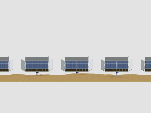 48 kW Solar Tracker-2x4 Panel Layout-SOLAR-SIM V01-Mirror Supported Modèle 3D