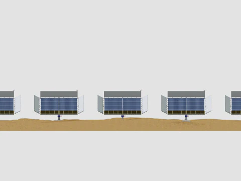 48 kW Solar Tracker-2x4 Panel D&uuml;zeni-SOLAR-SIM V01-Ayna Destekli 3D Model
