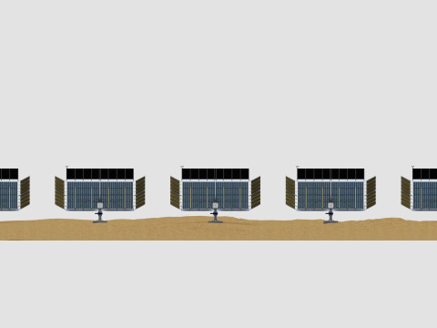 48 kW Solar Tracker-2x4 Panel Layout-SOLAR-SIM V01-Mirror Supported Modèle 3D