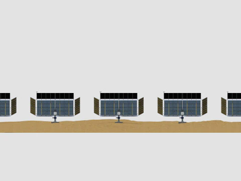 48 kW Solar Tracker-2x4 Panel D&uuml;zeni-SOLAR-SIM V01-Ayna Destekli 3D Model