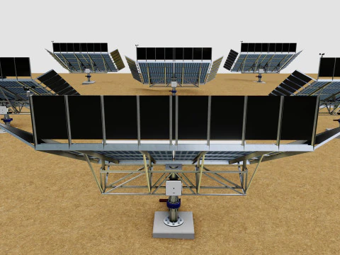 48 kW Solar Tracker-2x4 Panel D&uuml;zeni-SOLAR-SIM V01-Ayna Destekli 3D Model