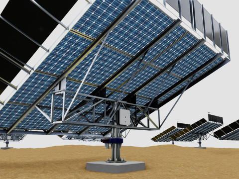 48 kW Solar Tracker-2x4 Panel Layout-SOLAR-SIM V01-Mirror Supported Modèle 3D