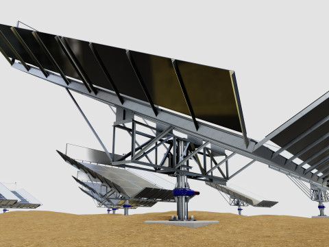 48 kW Solar Tracker-2x4 Panel Layout-SOLAR-SIM V01-Mirror Supported Modèle 3D
