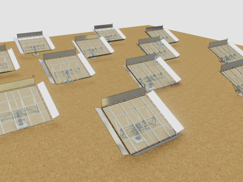 48 kW Solar Tracker-2x4 Panel Layout-SOLAR-SIM V01-Mirror Supported Modèle 3D