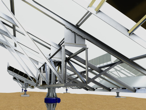 48 kW Solar Tracker-2x4 Panel Layout-SOLAR-SIM V01-Mirror Supported Modèle 3D