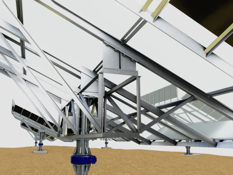 48 kW Solar Tracker-2x4 Panel D&uuml;zeni-SOLAR-SIM V01-Ayna Destekli 3D Model