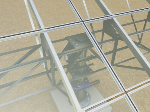 48 kW Solar Tracker-2x4 Panel Layout-SOLAR-SIM V01-Mirror Supported Modèle 3D