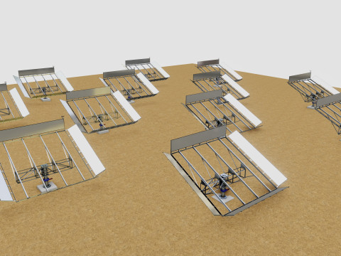 48 kW Solar Tracker-2x4 Panel Layout-SOLAR-SIM V01-Mirror Supported Modèle 3D