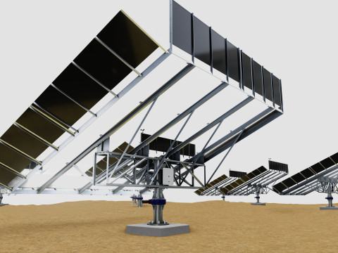 48 kW Solar Tracker-2x4 Panel Layout-SOLAR-SIM V01-Mirror Supported Modèle 3D