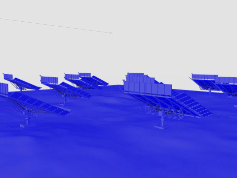 48 kW Solar Tracker-2x4 Panel D&uuml;zeni-SOLAR-SIM V01-Ayna Destekli 3D Model