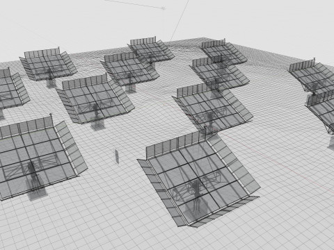 48 kW Solar Tracker-2x4 Panel Layout-SOLAR-SIM V01-Mirror Supported Modèle 3D
