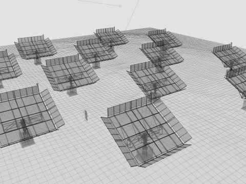 48 kW Solar Tracker-2x4 Panel D&uuml;zeni-SOLAR-SIM V01-Ayna Destekli 3D Model