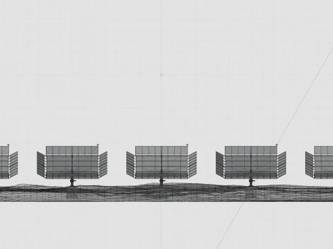 48 kW Solar Tracker-2x4 Panel D&uuml;zeni-SOLAR-SIM V01-Ayna Destekli 3D Model