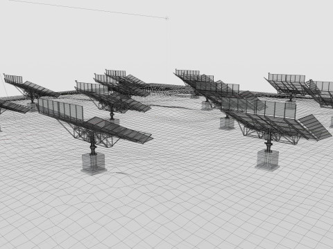 48 kW Solar Tracker-2x4 Panel Layout-SOLAR-SIM V01-Mirror Supported Modèle 3D