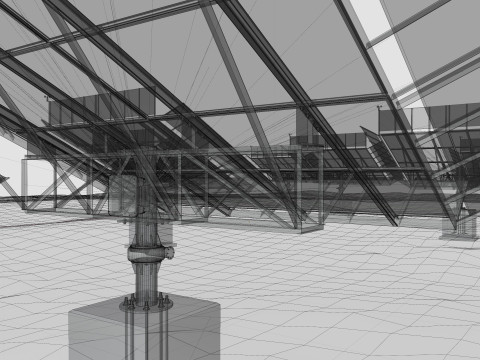 48 kW Solar Tracker-2x4 Panel Layout-SOLAR-SIM V01-Mirror Supported Modèle 3D