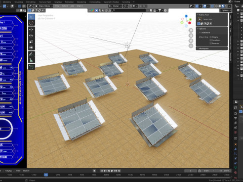 48 kW Solar Tracker-2x4 Panel Layout-SOLAR-SIM V01-Mirror Supported Modèle 3D