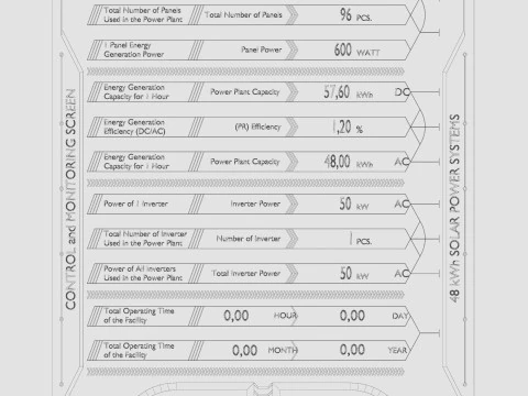 48 kW Solar Tracker-2x4 Panel D&uuml;zeni-SOLAR-SIM V01-Ayna Destekli 3D Model