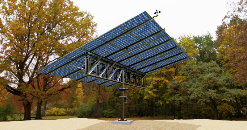 Dual Axis Solar Tracker Pole-3x6 Panel Layout-SOLAR-SIM V01 Model 3D .c4d .max .obj .3ds .fbx .stl .blend