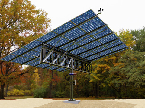 Dual Axis Solar Tracker Pole-3x6 Panel Layout-SOLAR-SIM V01 3D 模型