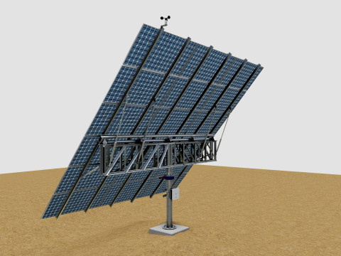 Dual Axis Solar Tracker Pole-3x6 Panel Layout-SOLAR-SIM V01 Model 3D
