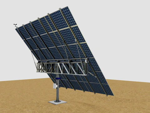 Dual Axis Solar Tracker Pole-3x6 Panel Layout-SOLAR-SIM V01 3D Model