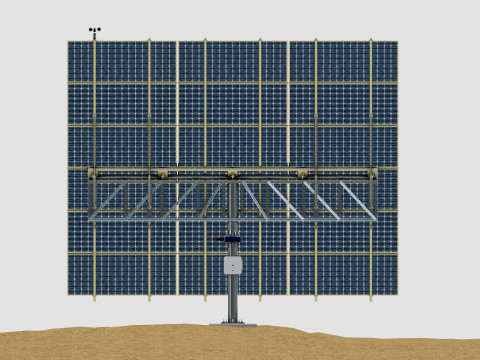 Dual Axis Solar Tracker Pole-3x6 Panel Layout-SOLAR-SIM V01 Model 3D