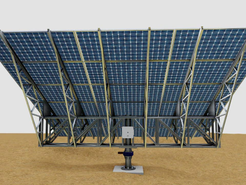 Dual Axis Solar Tracker Pole-3x6 Panel Layout-SOLAR-SIM V01 3D Model