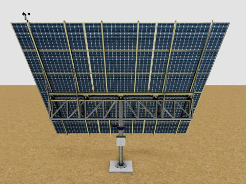 Dual Axis Solar Tracker Pole-3x6 Panel Layout-SOLAR-SIM V01 3D Model