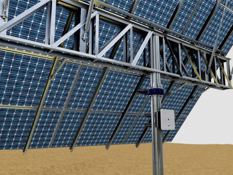Dual Axis Solar Tracker Pole-3x6 Panel Layout-SOLAR-SIM V01 Model 3D