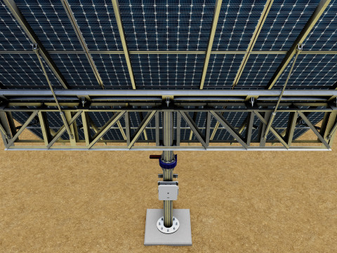Dual Axis Solar Tracker Pole-3x6 Panel Layout-SOLAR-SIM V01 Model 3D