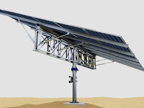 Dual Axis Solar Tracker Pole-3x6 Panel Layout-SOLAR-SIM V01 Model 3D
