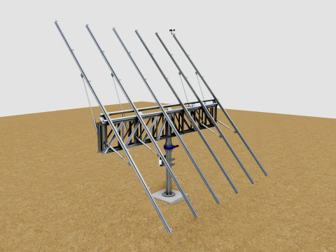 Dual Axis Solar Tracker Pole-3x6 Panel Layout-SOLAR-SIM V01 Model 3D