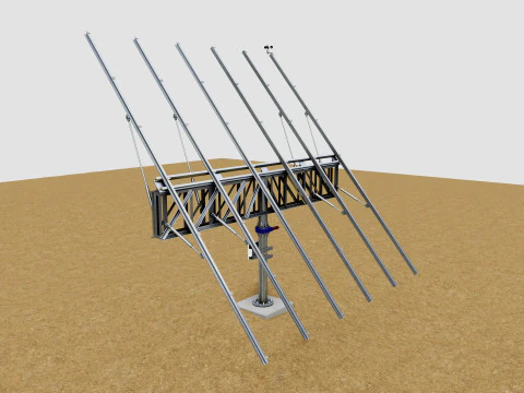 Dual Axis Solar Tracker Pole-3x6 Panel Layout-SOLAR-SIM V01 3D Model