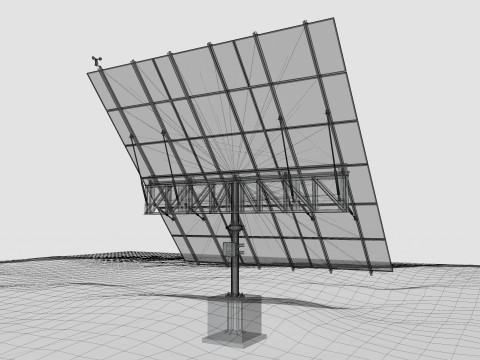 Dual Axis Solar Tracker Pole-3x6 Panel Layout-SOLAR-SIM V01 Model 3D