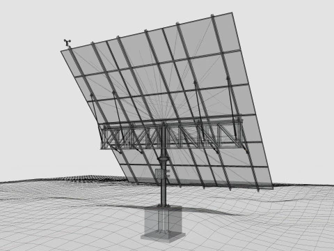 Dual Axis Solar Tracker Pole-3x6 Panel Layout-SOLAR-SIM V01 3D Model