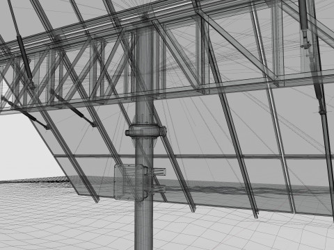 Dual Axis Solar Tracker Pole-3x6 Panel Layout-SOLAR-SIM V01 Model 3D