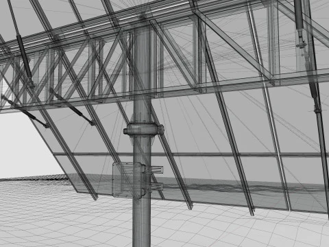 Dual Axis Solar Tracker Pole-3x6 Panel Layout-SOLAR-SIM V01 3D Model