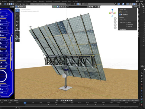 Dual Axis Solar Tracker Pole-3x6 Panel Layout-SOLAR-SIM V01 3D Model