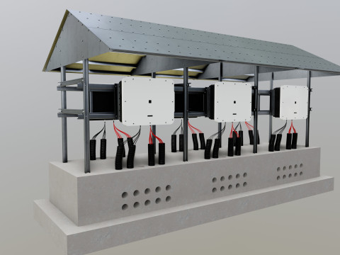 Central Inverter Connection - For 6 Inverters 3D 模型