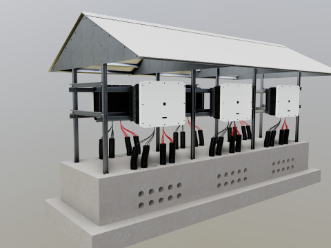 Central Inverter Connection - For 6 Inverters 3D 模型