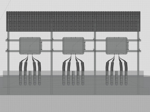 Central Inverter Connection - For 6 Inverters 3D 模型
