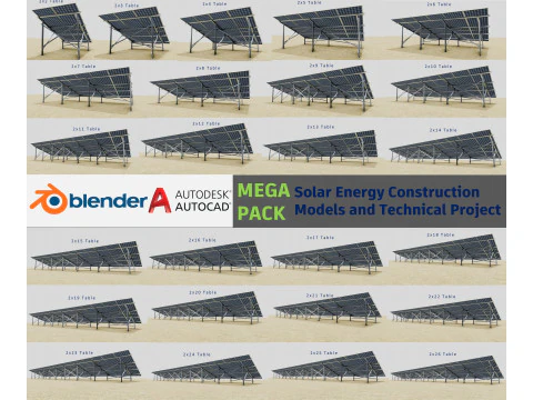 Mega Pack Solar Energy Construction Models and Technical Projects 3D Model