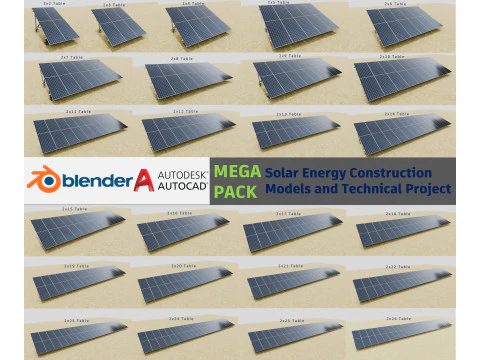 Mega Pack Modelos de Constru&ccedil;&atilde;o e Projetos T&eacute;cnicos de Energia Solar Modelo 3D