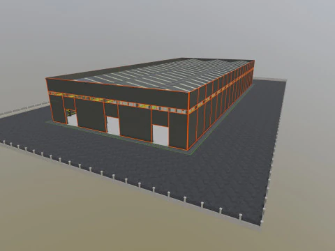 Steel Structure Warehouse-54mtx119mt 3D Model