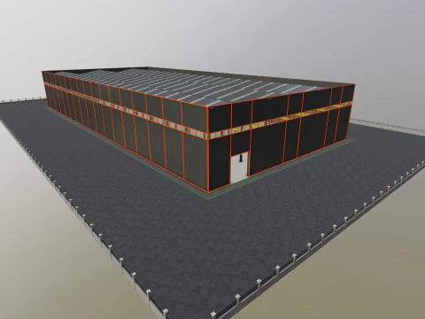 Steel Structure Warehouse-54mtx119mt 3D Model