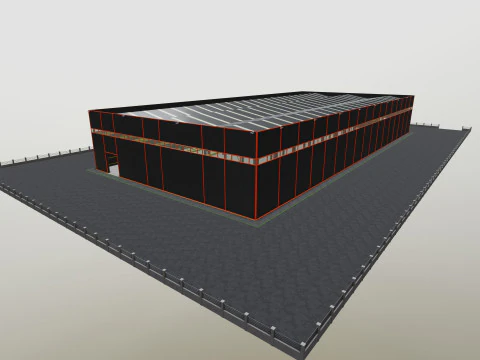 Steel Structure Warehouse-54mtx119mt 3D Model