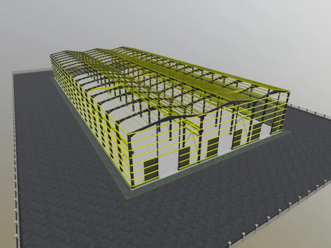 Steel Structure Warehouse-54mtx119mt 3D Model