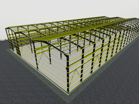 Steel Structure Warehouse-54mtx119mt 3D Model