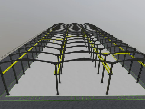 Steel Structure Warehouse-54mtx119mt 3D Model